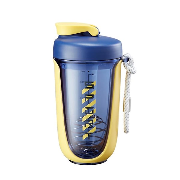 550ml Stainless Steel Stirring Ball Plastic Water Cup With Scale Portable Sports Handle Water Cup Shaking Cup Yellow