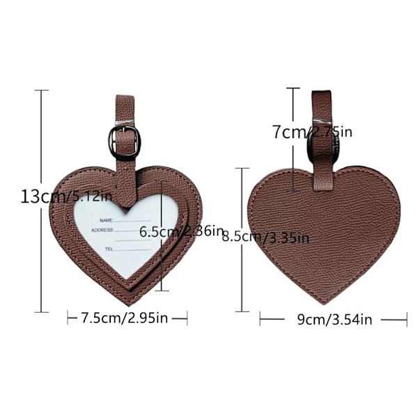2 stk. Hjerte Bagasjelapper Anti-Mist Bagasjelapper SVART Black