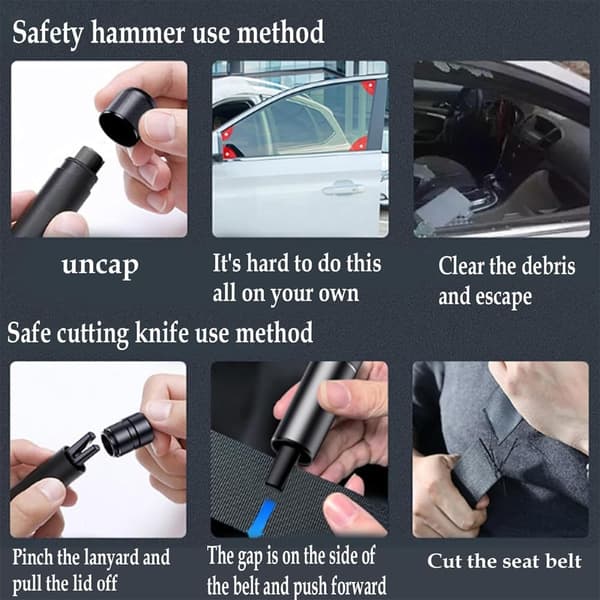 Safe Pro X Car Emergency Escape Tool, Automatic Window Hammer for Land and Underwater (2 Pcs-B)