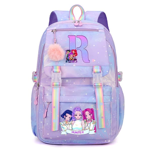 KPop Demon Hunters Backpack with Printed Letter, Casual Large Capacity Backpack R S 44*30*22cm