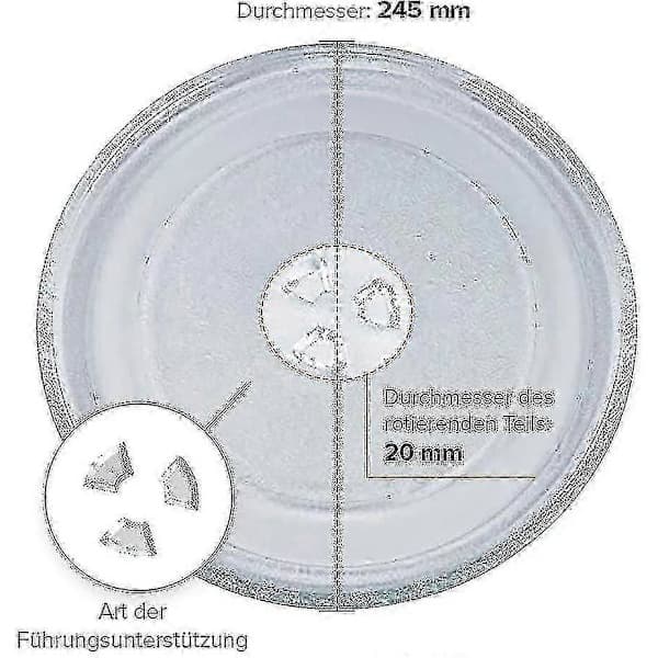 Universal Rotating Glass Plate for Microwave with 3 Mounts, 245mm