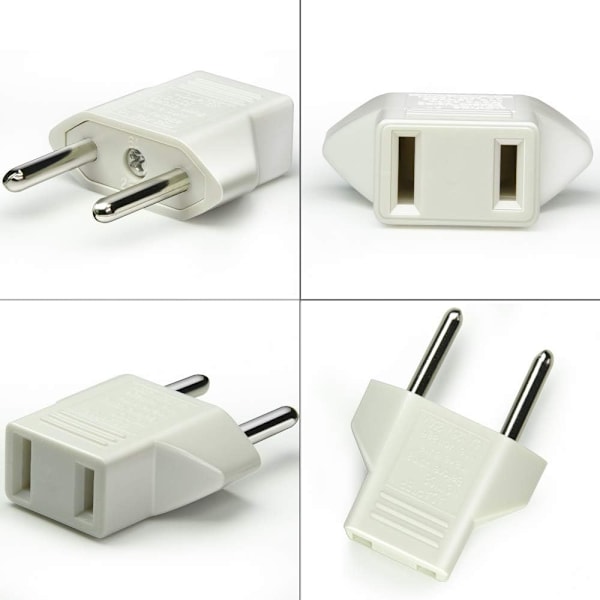 US til EU-adapter, [6-pakning] 2-pin CN Kina US-Amerika til 2-pin EU-WELLNGS