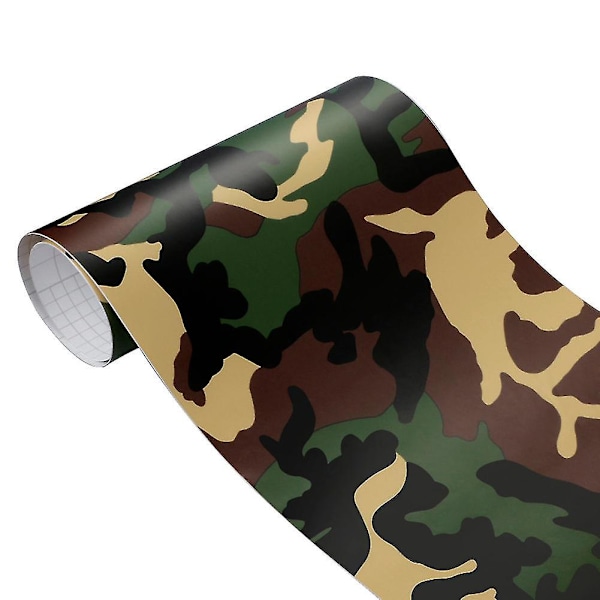 HK Camouflage Camo Vinyylikalvo Tarratarra Kuplaton Auton Itseliimautuva Kalvo Koristelu 100cmx30cm Tyyppi 6 Sotilaallinen Keltainen Military Yellow 30x100cm