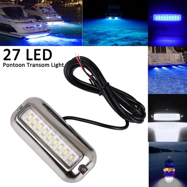 2x 27LED Blå Undervanns Pontong Marine/Båt Aktermontert Lampe Rustfritt Stål