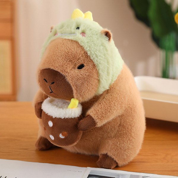 Cartoon Capybara Plyschleksak med Söt Omslag Bekväm Plyschstoppning Kudde för Sovrum Vardagsrum Avocado 30cm