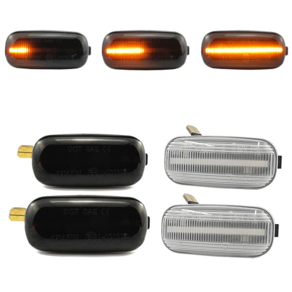 Kompatibel med Audi A3 S3 8P A4 RS4 S4 B6 B7 A6 8E0949127 LED dynamisk sideblinklys sekvenslys indikator 2 stk. røget sort Blackened 0.07