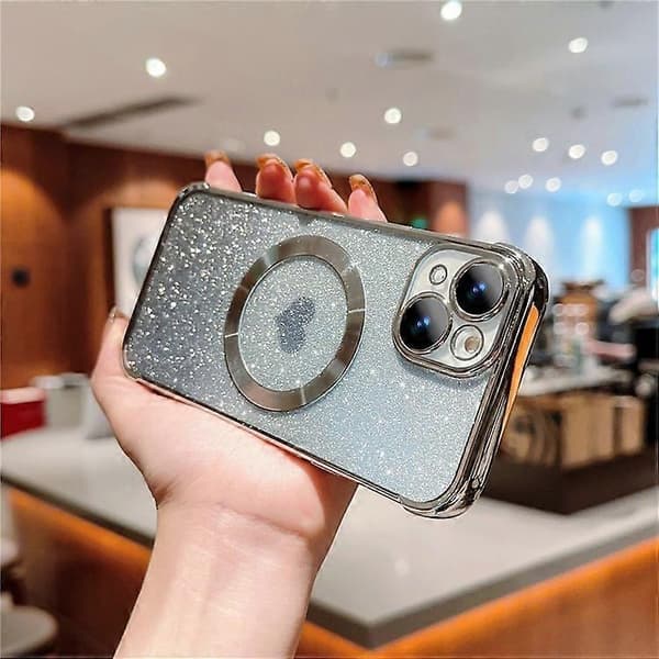 Compatible with iPhone 13 Case Gradient Sparkle TPU Phone Case Compatible with MagSafeCJY Silver