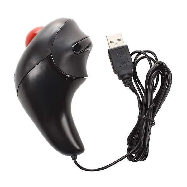Håndholdt kablet trackball-mus med tommelfingerstyring red black