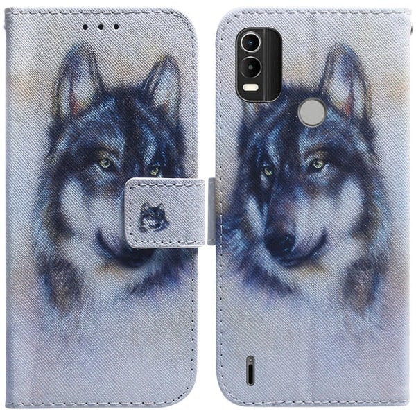 Kompatibel med Nokia C21 Plus Cover Ulve Mønster Magnetisk Flip Wallet Telefon Cover Støtteben Kreditkort Holder Cover