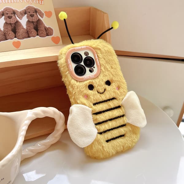 Mjukt broderat sött litet bi linsskydd telefonfodral, Apple 17-11 Pro Max/Mini/Plus language iPhone 11