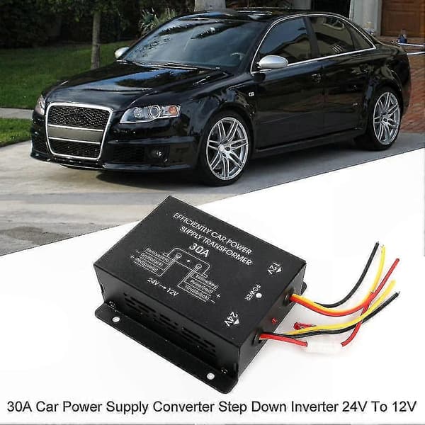 DC 12V til 24V 30A strømomformeradapter for bil- og DVD-systemer Effektiv spenningsregulator Black