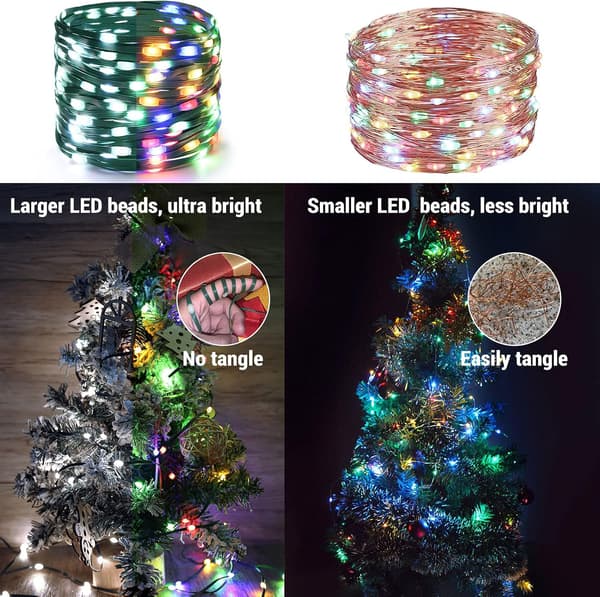Fargeskiftende julelys, 82 meter 800 LED varmhvit & flerfarget Cool White & Multicolor
