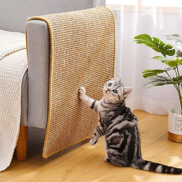 Kattekløsematte Sisal Bord Kattekløse til Slibning af Klør Skraber Kattetræ Kattelegetøj Stol Bord Sofa Mat (1 stk, Brun)