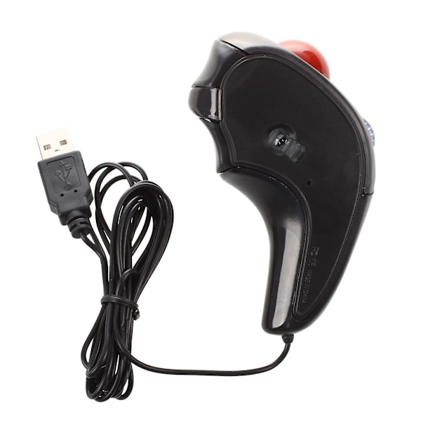 Håndholdt kablet trackball-mus med tommelfingerstyring red black