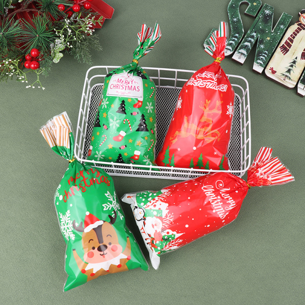 50pcs 2024 Christmas series Candy bags Santa Claus Elk Gift bag Cookie