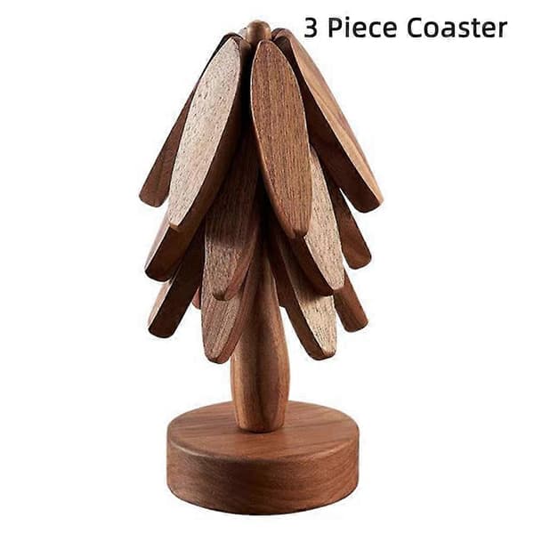Træcover, vaskbart, rivefast, dekorativt underlag til spisebord (LGL) Valnød Col Walnut color 3 Piece Coaster