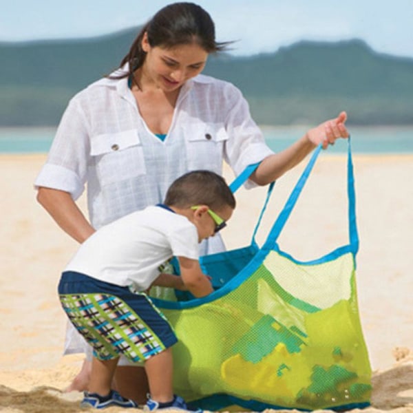 Børne Strand Mesh Taske Legetøjs Opbevaringstaske Sandgraveværktøjer Mesh Strandtaske Mesh Strandtaske (Grøn)