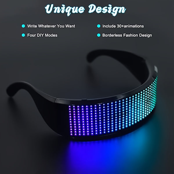 LED-briller i fullfarge, app-styrt programmerbar belysning Black