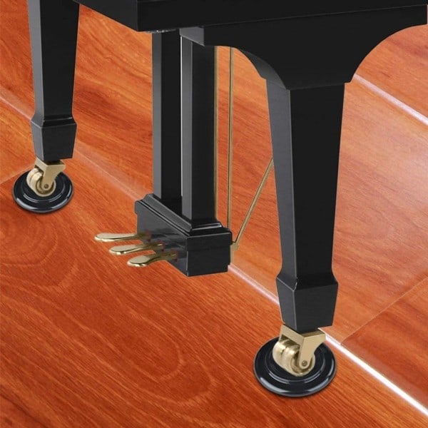 4-pack Trägolv Piano Mattor med Skumstötdämpare Pianohjul Solida Hjul för Piano ABS Möbelfotsskydd Svart