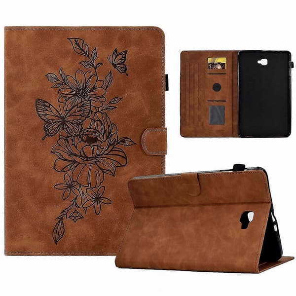 Pæon Sommerfugl Præget Læder Smart Cover til 10.1 Tommer Tablet Model T580 Brown