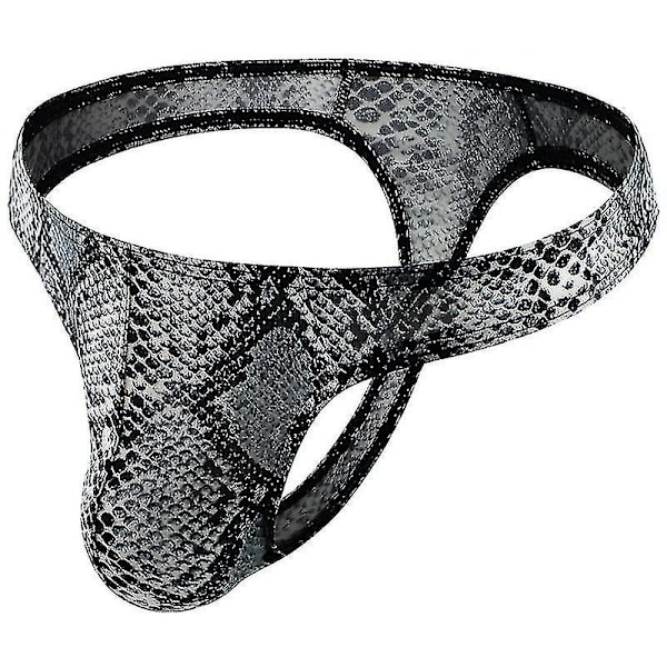 Leopard pattern thong for men - WELLNGS Gray snake pattern