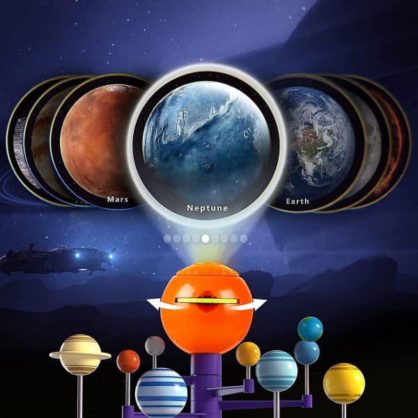 Sol System for Børn, Talende Astronomi Sol System Model Kit, Planetarium Projektor Stjerne Legetøj med 8 Planeter, Rum Legetøj til Drenge 3+