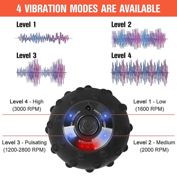 4-trins vibrerende massagebold Mini genopladelig vibrationsbold