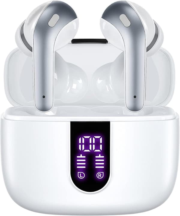 Bluetooth-hodetelefoner Ekte trådløse ørepropper 60 timers spilletid LED-strømdisplay Hodetelefoner med trådløs lading
