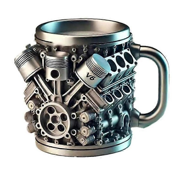 Rostfri Mugg, V8/V6 Motor Design Rostfri Kopp, Roliga Tåliga Stilrena Kaffekoppar, lämplig Som Gåva till Pojkvän eller Pappa V6