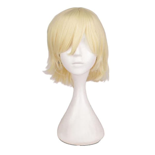 Trendig Kort Rak Cosplay Kostym Peruk För Män beige