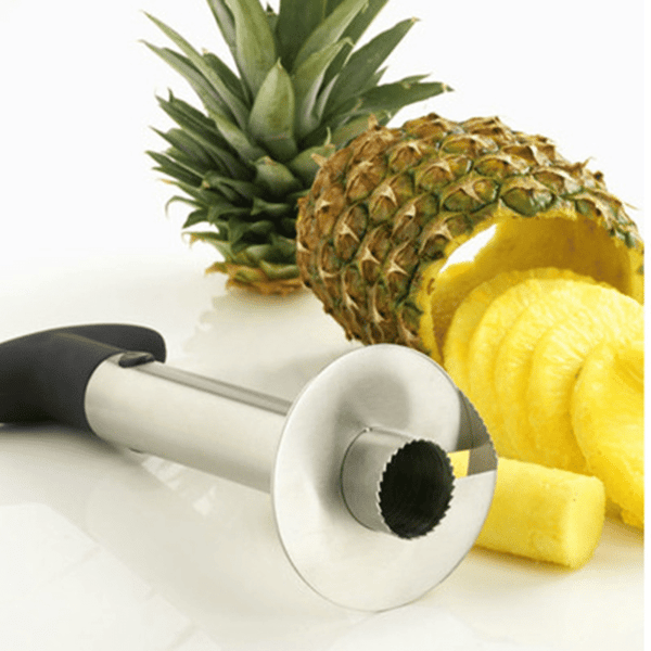Frugtskærer i rustfrit stål, justerbart blad, ananas/vandmelon/mango, til hjemmebrug/hotelbrug/restaurantbrug Black