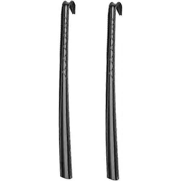 2x Universal Skohorn Unisex Extra Lång Handtag Sko Horn Lätt Grepp Svart 61 cm Sko Spoon Schlipp Sko Stövlar Stick Handtag Justerare Tung 24 tum
