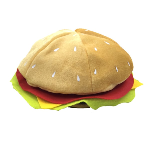 Morsomme hurtigmat-hatt for voksne og barn - Hamburger Cheeseburger-formet - Karneval, Halloween, Jul, Fest, Klesopp, Kostyme