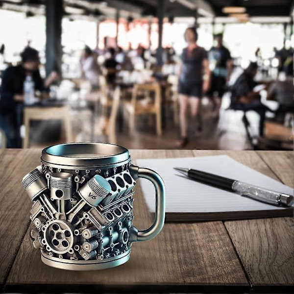 Rostfri Mugg, V8/V6 Motor Design Rostfri Kopp, Roliga Tåliga Stilrena Kaffekoppar, lämplig Som Gåva till Pojkvän eller Pappa V6