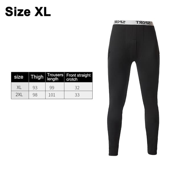 Perinteiset pitkät alushousut miehille, musta black XL