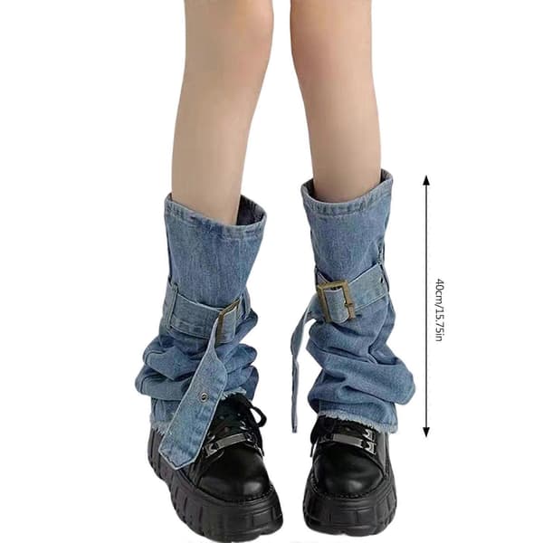 Piger Punk Denims Benvarmere Jeans Flared Benærmer Søde Ankelhøje Strømper Studenterpiger Mellemhøje Strømper til KvinderCJY Multicolor