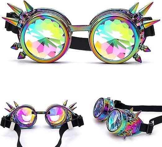 Sateenkaarikristalli Bling-lasit Kaleidoskooppi Goth Niitit Kaleidoskooppilasit
