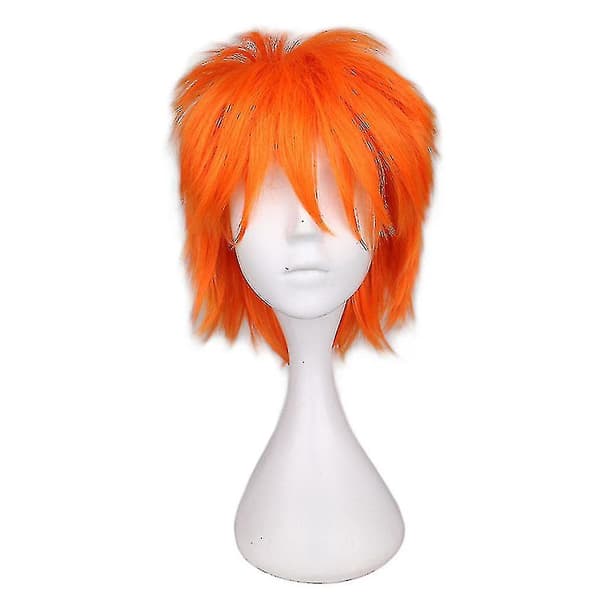 Trendig Kort Rak Cosplay Kostym Peruk För Män orange