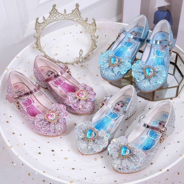 Elsa prinsessesko til børn pige med pailletter blå 16,5 cm / størrelse 16.5cm / size25