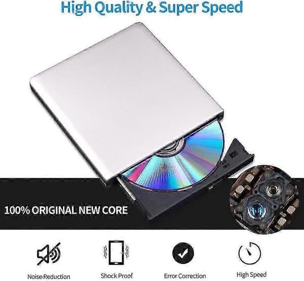 Ekstern Blu-ray DVD-drev 3D, USB 2.0 Blu-Ray CD DVD-læser Slim Optisk Tabares Blu-ray-drev til MacBook OS Windows