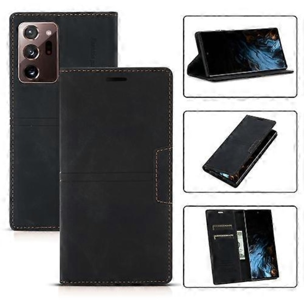 Samsung Galaxy Note20 Ultra Dream magneettinen imukuppi, vaakasuora, keinonahkainen suojakotelo pidikkeellä, korttipaikalla ja lompakolla [D] Black