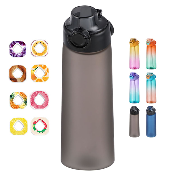 Ny tvåfärgad aromaterapimugg med gradient, doftande vattenmugg, dricksvattenföremål, rolig mugg + 8 smakringar black