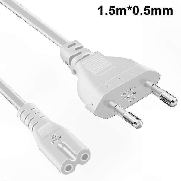 To-leder AC strømkabeladapterkabel til printere, kameraer, neglelamper, bordlamper og mere