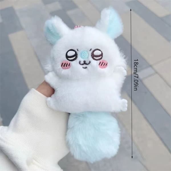 16 cm Chiikawa Flying Mouse Plush Bookbag Pendant Keychain White
