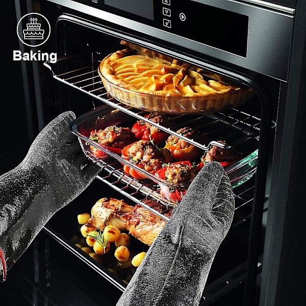 932f Högtemperaturbeständiga Grillhandskar, Vattentäta Långärmade Ugnshandskar, Kompatibla med Stekpannor och Bakning - JXLGV