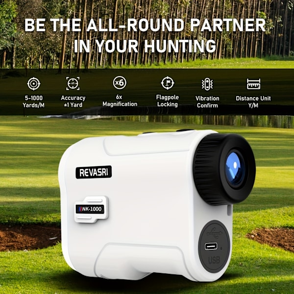 REVASRI Golfetäisyysmittari kaltevuuden ja Pin Lock -värinän kanssa - 914,4 m laseretäisyysmittari suoran linjan etäisyyden mittaus golfaajille ja aloittelijoille 1000Y Rangefinder