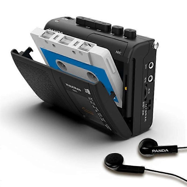 Panda 6501 Kannettava kasettisoitin AM/FM-radio Retro-musiikkisoitin Walkman kaiuttimilla [Db] Black