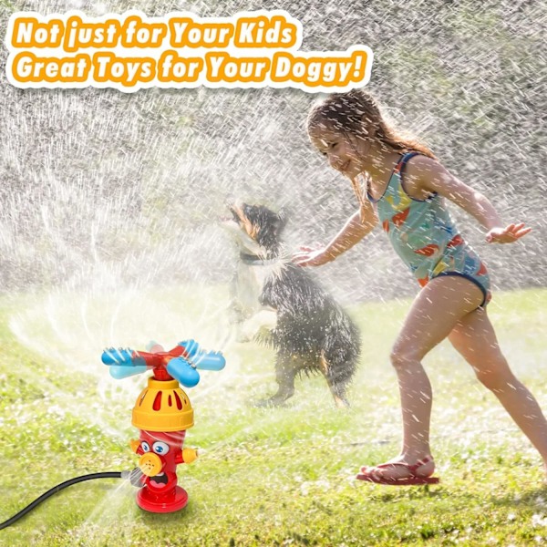 Sprinklerleke for barn - Brannhydrant vannspreder med 360° roterende spray - Plenvannerleke for hage