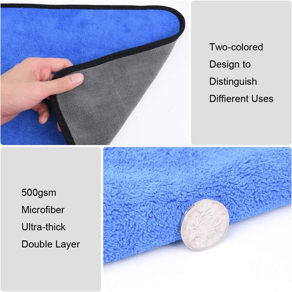 6-pack, 2-lagers förtjockade handdukar, luddfria superabsorberande handdukar, 40x30 cm