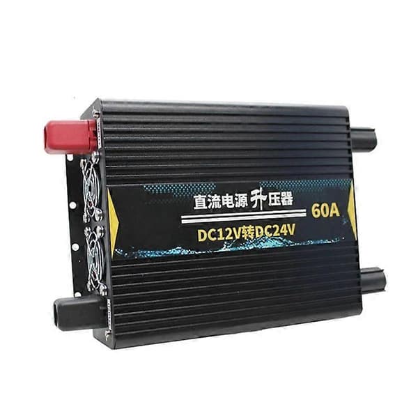 12V til 24V DC 60 Ampere Strømforsterker Step-Up DC DC-omformer 12 Volt til 24 Volt for bil Black